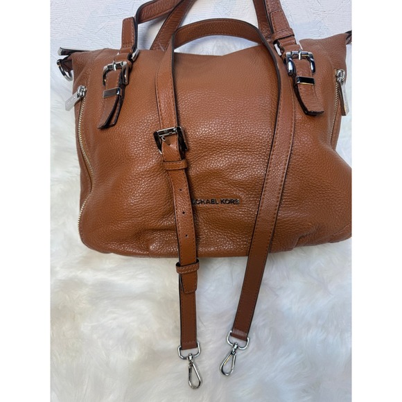 Michael Kors Handbags - Michael Kors Bedford Brown Pebbled Leather Hobo Shoulder Bag Silver Hardware